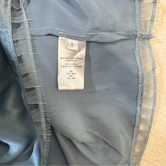 IRO Berwyn Summer Blue Lace-Trimmed Silk Charmeuse Cami Spaghetti Straps Large - Picture 5 of 5